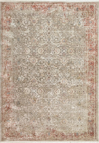 Dynamic Rugs ELLA 3981-813 Taupe and Ivory and Red